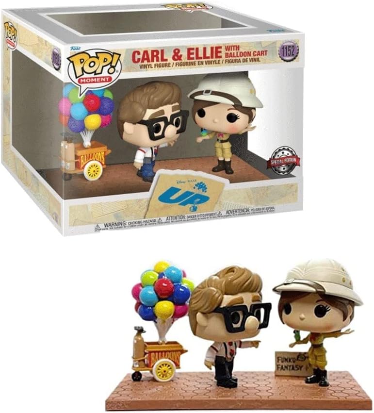 Funko Pop! Moment Disney Pixar Up Carl & Ellie - Cifras de Vinilo con Carrito de Globos - Edición Especial Exclusiva