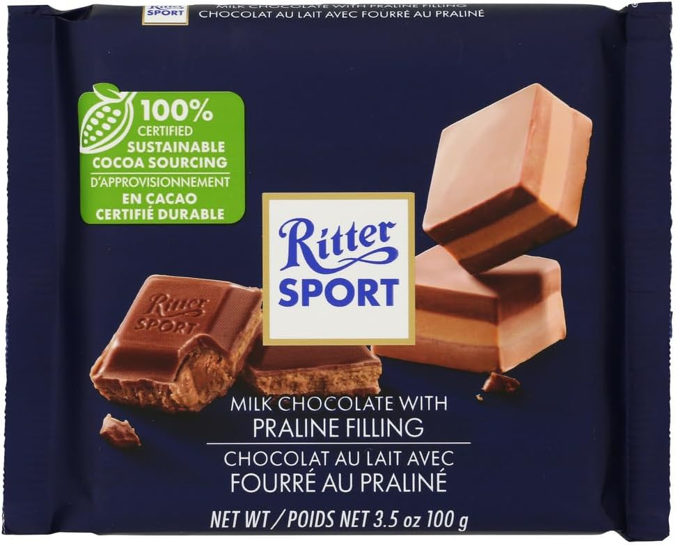 RITTER SPORT - Barra de chocolate MLK NOUGAT-PRALINE
