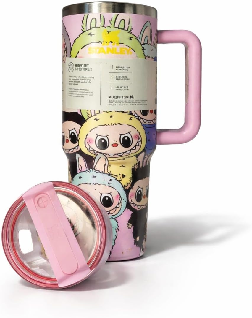 Generico Termo de Agua con Asa, 40 oz, 1.18 L, Diseño de Criaturas de Fantasia, Edicion Especial Color Rosa, Acero Inoxidable