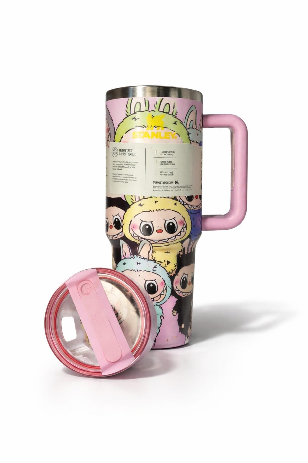 Generico Termo de Agua con Asa, 40 oz, 1.18 L, Diseño de Criaturas de Fantasia, Edicion Especial Color Rosa, Acero Inoxidable