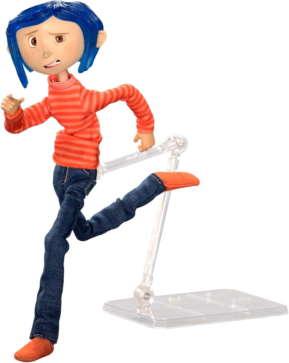 NECA - Figura articulada de Coraline con camisa a rayas y jeans (Coraline Movie) Figura de 18 cm