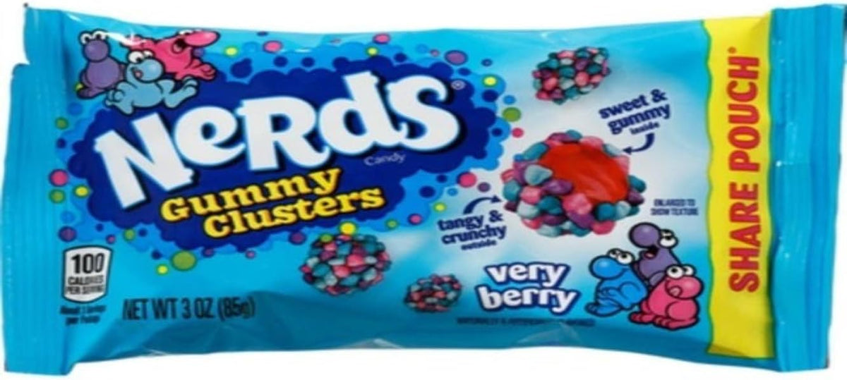 Nerds Gummy Clusters Sabor Very Berry, Dulces con Exterior Crujiente y Centro Gomoso, 141g