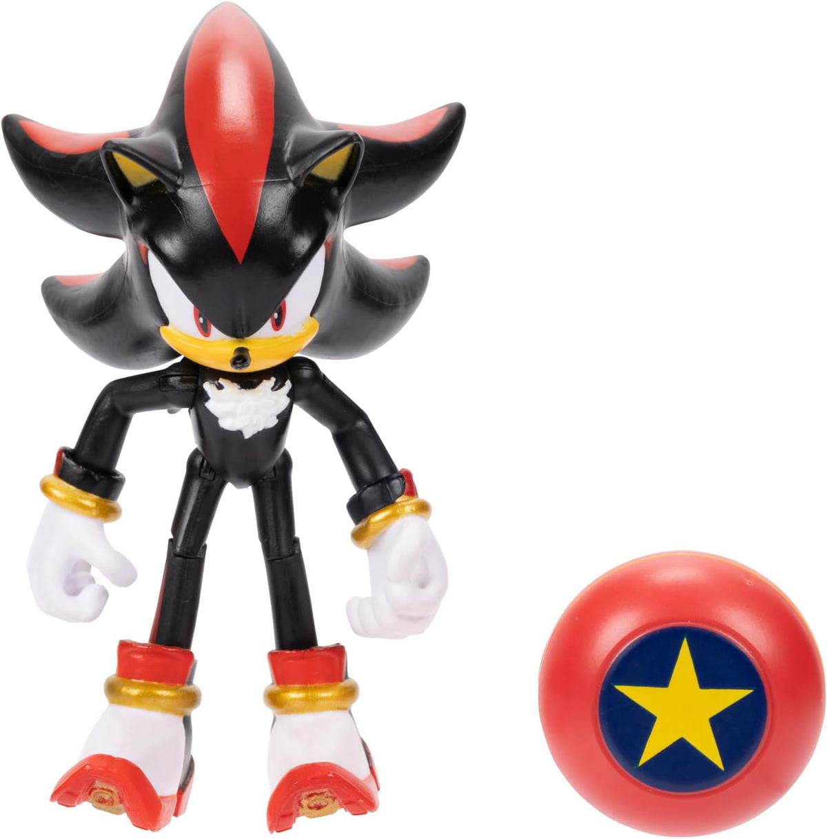 Jakks Pacific - Sega Sonic The Hedgehog Figura Articulada Modern Shadow de 4″ con Accesorio Star Spring – Colección Oficial Sonic para Fans y Niños 3+ Años