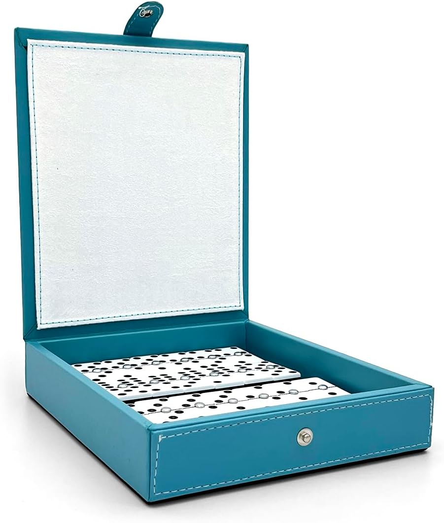 Ult Domino Juego de Mesa Premium Beagle Blanco Estuche Tipo Libro de Elegante diseño Juego de Mesa Juego Clasico Acabados de Lujo