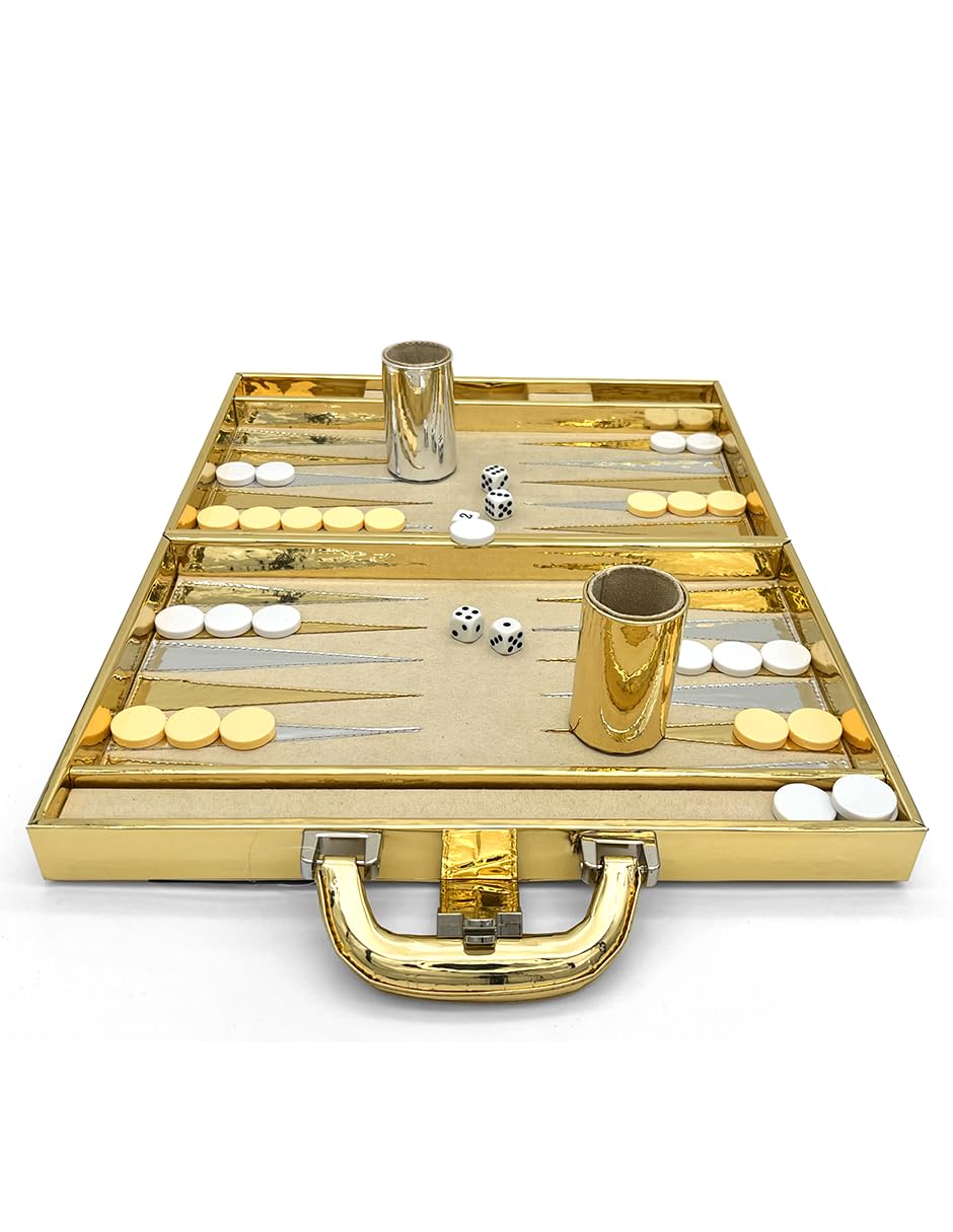 Ult Backgammon Dubai Premium Dorado de Lujo con Dados Fichas de Acrílico y Cubiletes para Dados - imagen 3