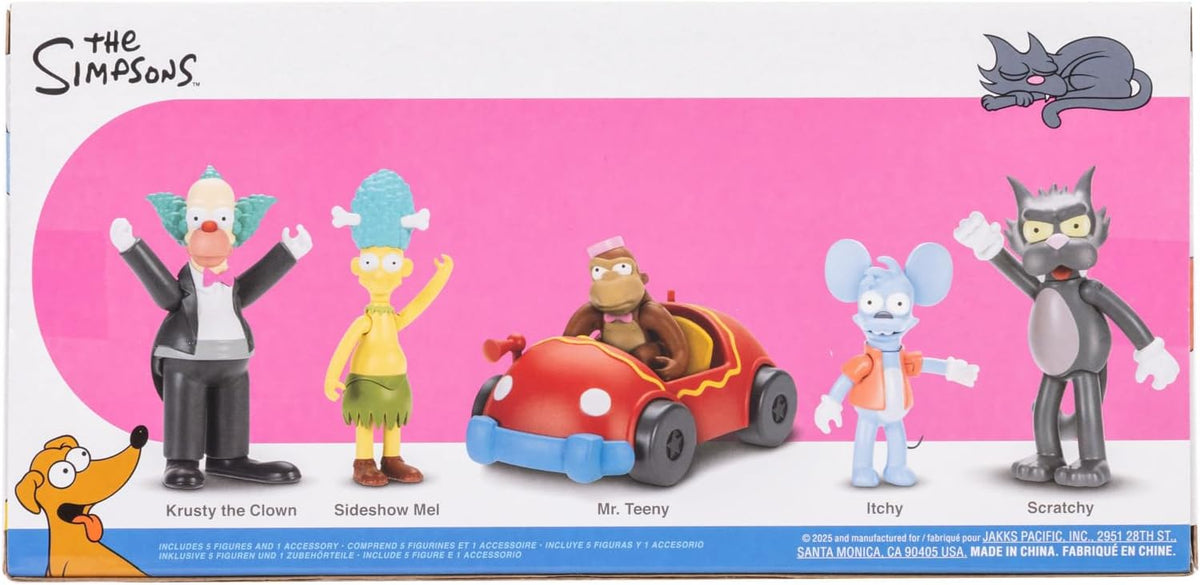 Jakks Pacific - The Simpsons Multipack de Figuras 2.5″ Krusty The Clown Show – Set Coleccionable con Personajes Icónicos para Fans y Niños 4+ Años