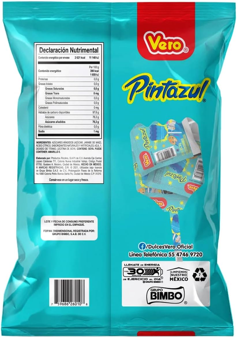 Dulce Brochitas Pinta Azul Paleta Fresa/Frambueza - 672 Gr