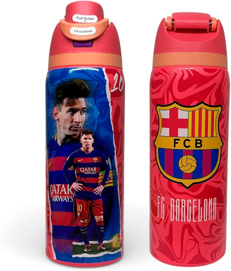 Generico Botella de Agua Deportiva TOP PREMIUM, Barcelona, LM10,Rojo y Azul, Blaugrana, Termo edicion limitada, coleccionable
