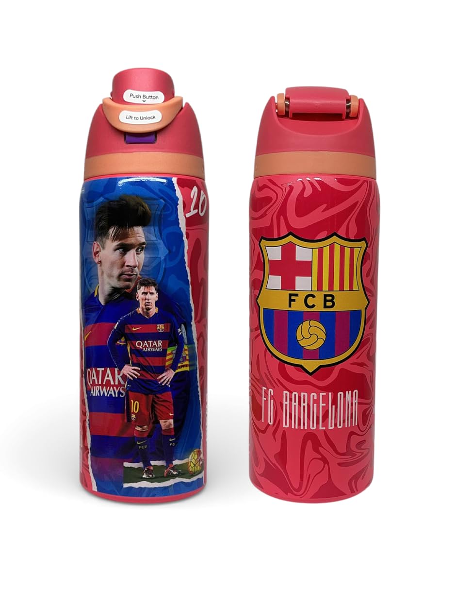 Generico Botella de Agua Deportiva TOP PREMIUM, Barcelona, LM10,Rojo y Azul, Blaugrana, Termo edicion limitada, coleccionable