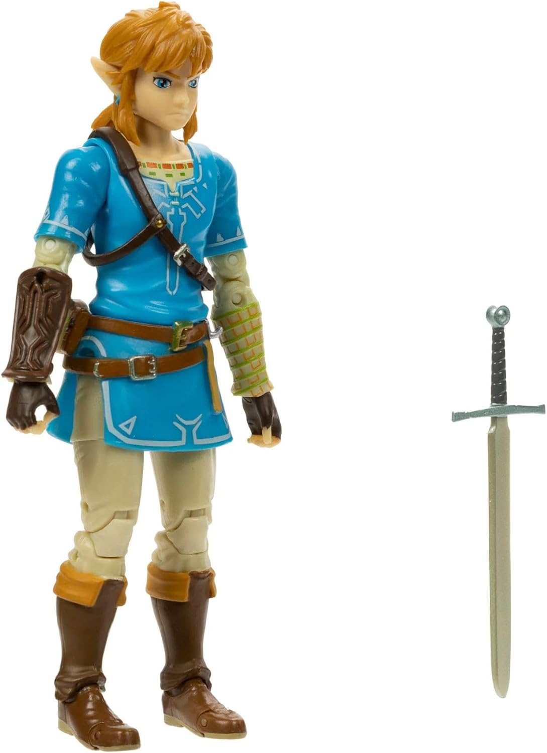 Nintendo The Legend of Zelda: Breath of The Wild - Figura de acción de Link de 13 cm con espada de soldado