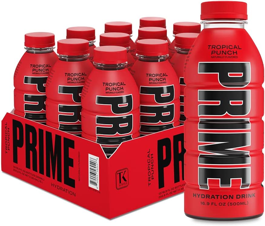 Prime Hydration Prime Hidratación con Mezcla de Bcaa para Recuperación Muscular Tropical Punch (12 Bebidas, 16 Onzas Líquidas. Cada Uno), Prime HYDRATION, DRINK_FLAVORED, Tropical., Prime