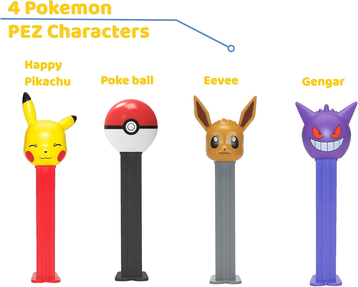 PEZ Set De Regalo Con Dispensador De Caramelos Pokémon | Dispensadores De Caramelos De Eevee, Pikachu Feliz, Poké Ball Y Gengar | Regalo Con Recargas De Caramelos | Regalos De Fiesta, Bolsas Sorpresa