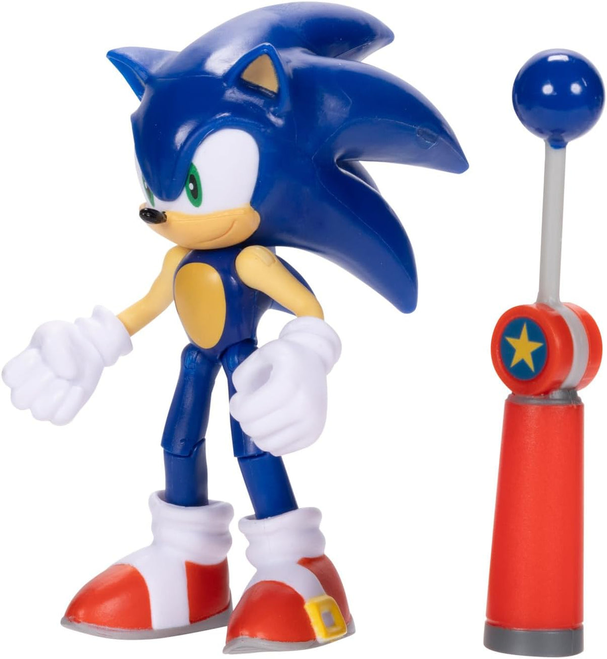 Sonic The Hedgehog JAKKS Pacific - Sega Figura Modern Sonic de 4″ con Blue Checkpoint – Articulada, Oficial y Coleccionable para Fans Desde 3+ Años