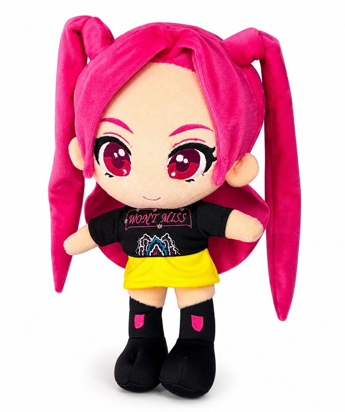 Muñeca Guerrera Rosa de Peluche Anime K-pop con Cabello Rosa y Coletas - imagen 2