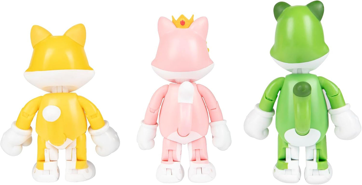Jakks Pacific Set de Figuras Super Mario 3D World, Cat Mario, Cat Luigi y Cat Peach 4"