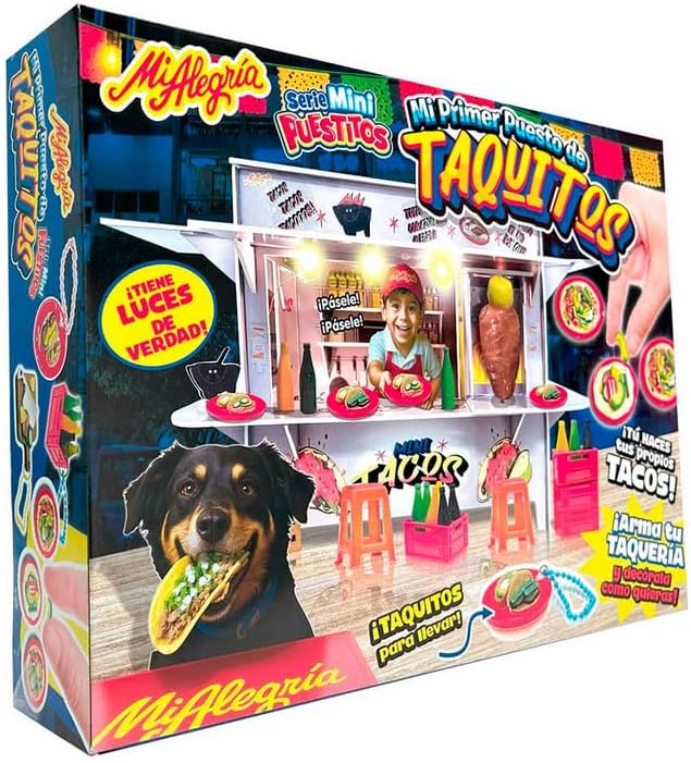 Genérico Mi Primer Puesto de Taquitos, Playset con Luces, Accesorios de Taquería, Juego de rol, Tacos de Pastor