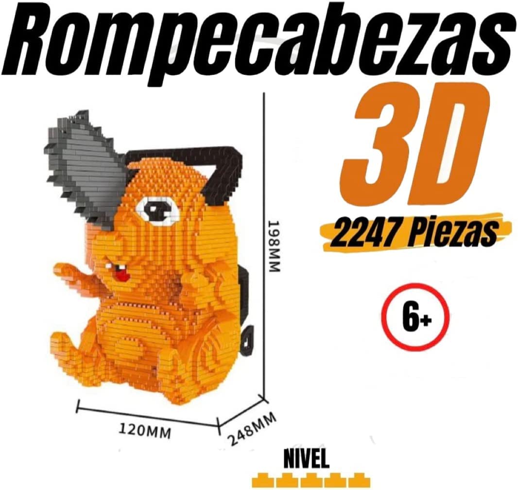 LOVESN Juguete de Construcción de POCHITA el fantastico Demonio Motosierra de Chainsaw Man, microbloques de construcción para