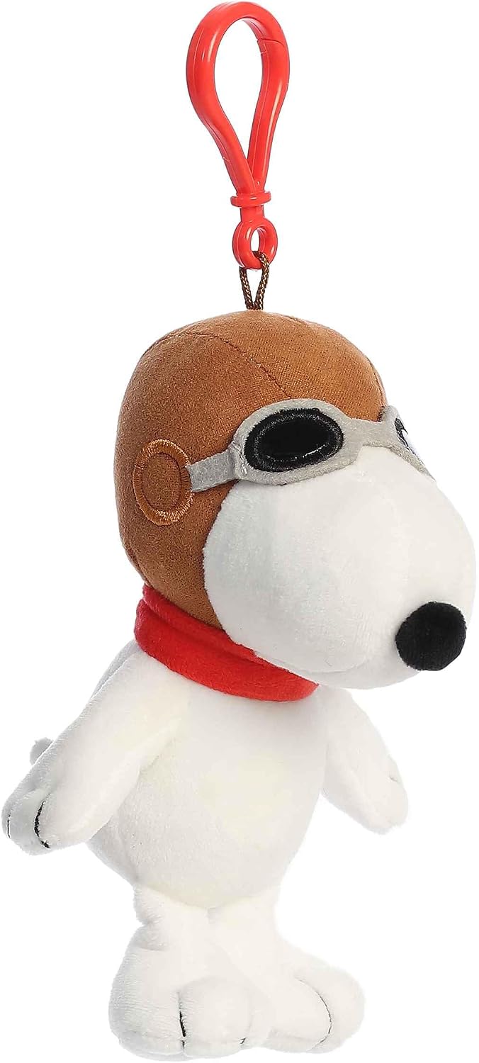 Aurora Adorable Peanuts Flying Ace - Peluche con Clip - Juguetes con Licencia Oficial para Todos los fanáticos de Snoopy - Regalo nostálgico para Adultos y Celebraciones de cumpleaños, Color Blanco 5