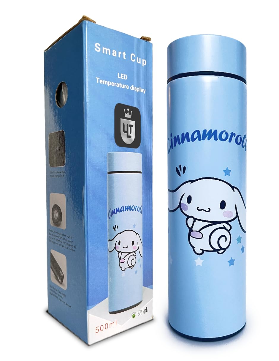 Ult Termo Inteligente de Acero Inoxidable de Cinnamoroll, Termo bonito aislante de bebidas frias y calientes, Pantalla LED Tá