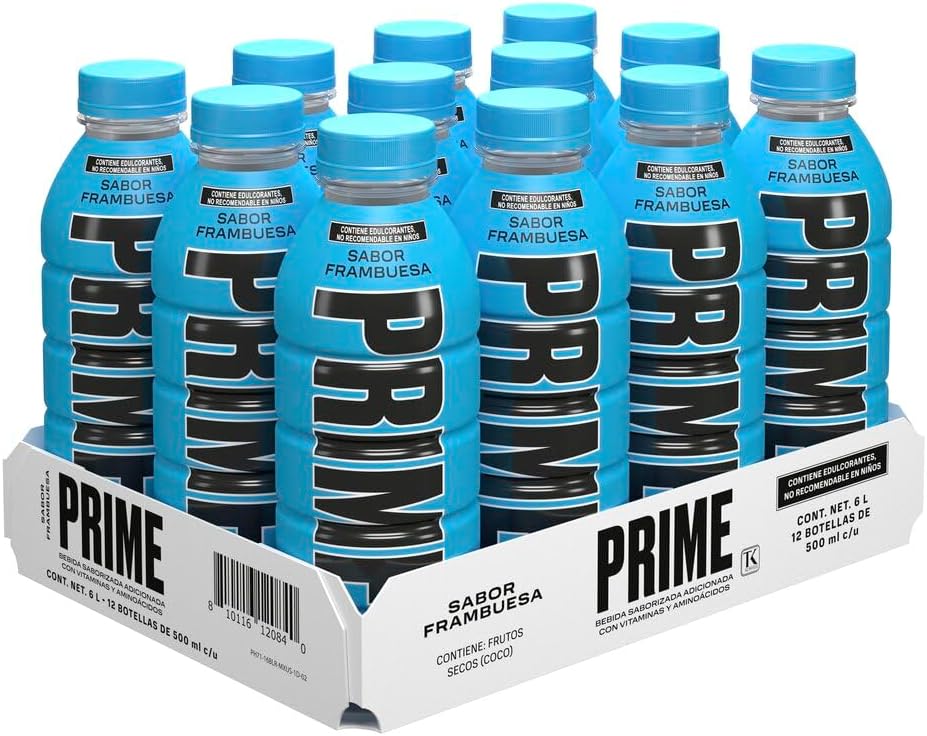 Prime, Prime Sabor Frambuesa, Bebida Hidratante 500Ml, Caja con 12 Piezas de 500Ml, 12X500ml