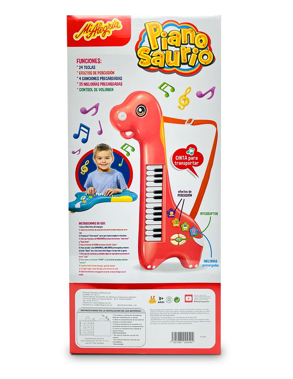 Ult Pianosaurio Piano en Forma de Dinosaurio Diferentes melodias Instrumento Musical de Juguete - imagen 3