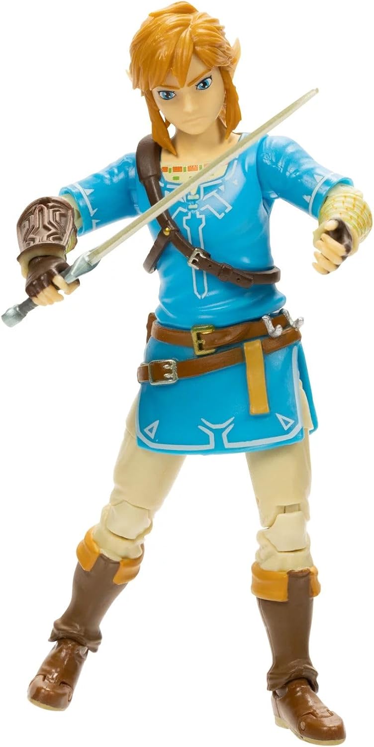 Nintendo The Legend of Zelda: Breath of The Wild - Figura de acción de Link de 13 cm con espada de soldado