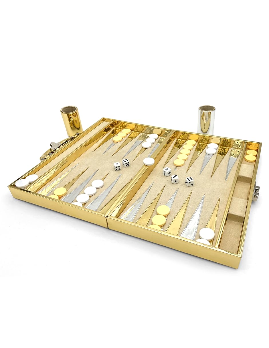 Ult Backgammon Dubai Premium Dorado de Lujo con Dados Fichas de Acrílico y Cubiletes para Dados - imagen 5