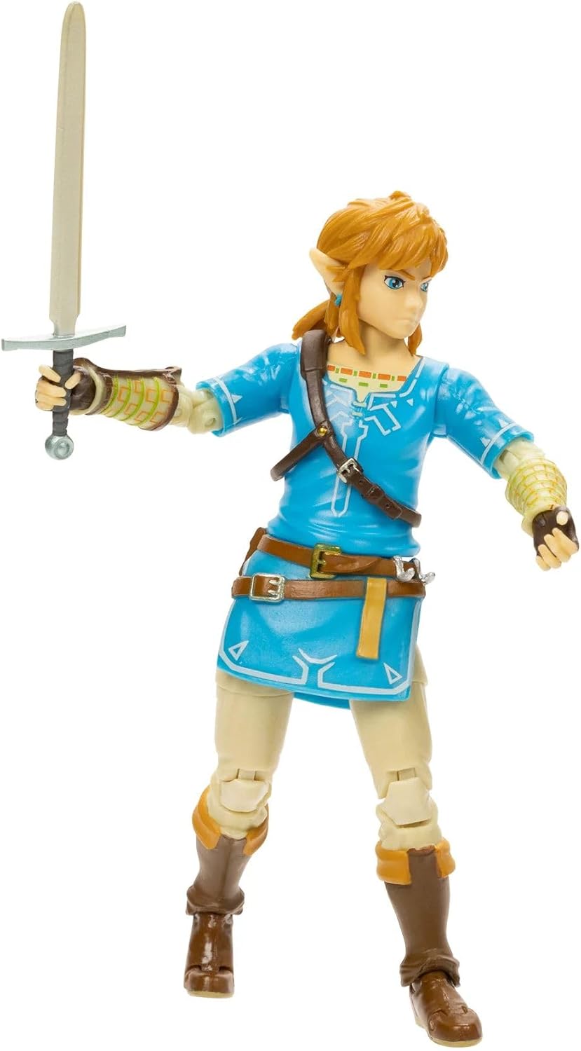 Nintendo The Legend of Zelda: Breath of The Wild - Figura de acción de Link de 13 cm con espada de soldado
