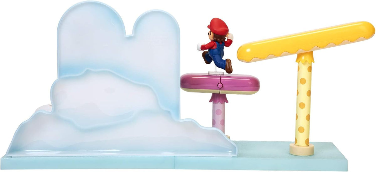 Nintendo Super Mario Cloud World Diorama Set with 2.5" Running Mario Action Figure