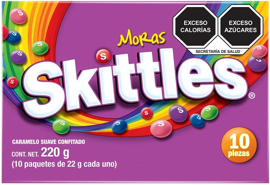 Skittles dulces caramelo suave moras 10 piezas de 22g - 220g