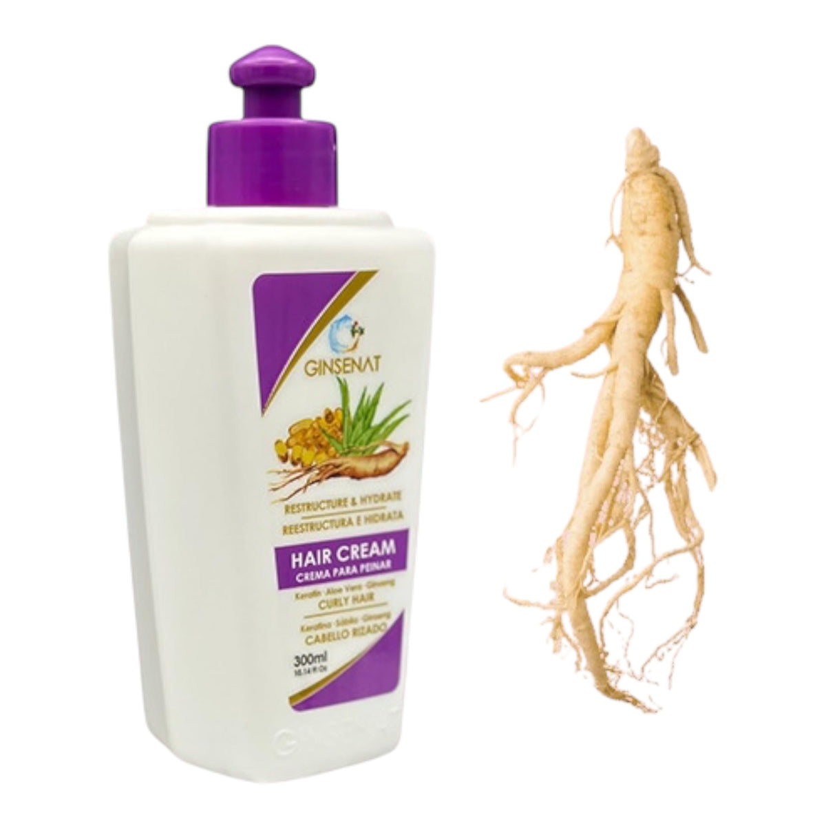GINSENAT Crema para Peinar Keratina 300ml Keratina Sabila Ginseng - imagen 3