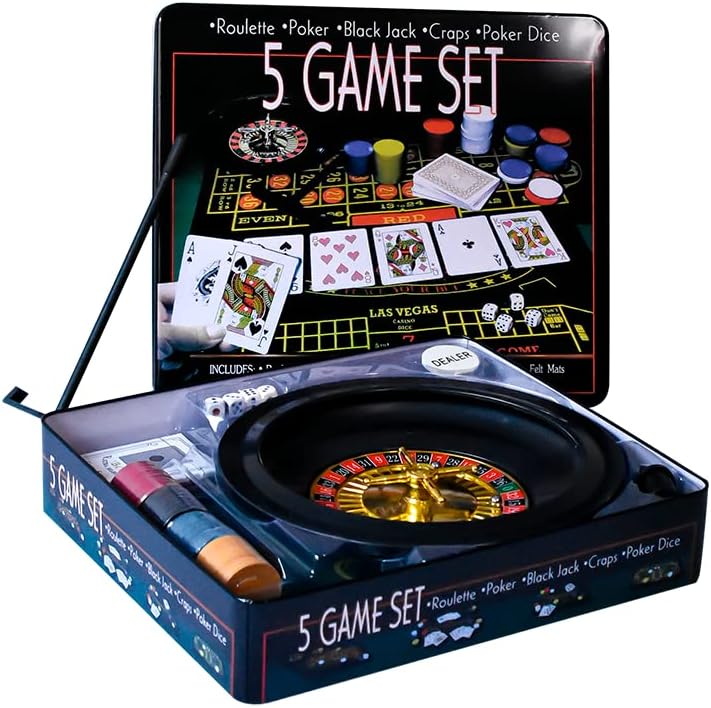 D&P Juego de Salon O Familiar Casino 5 en 1 Lata