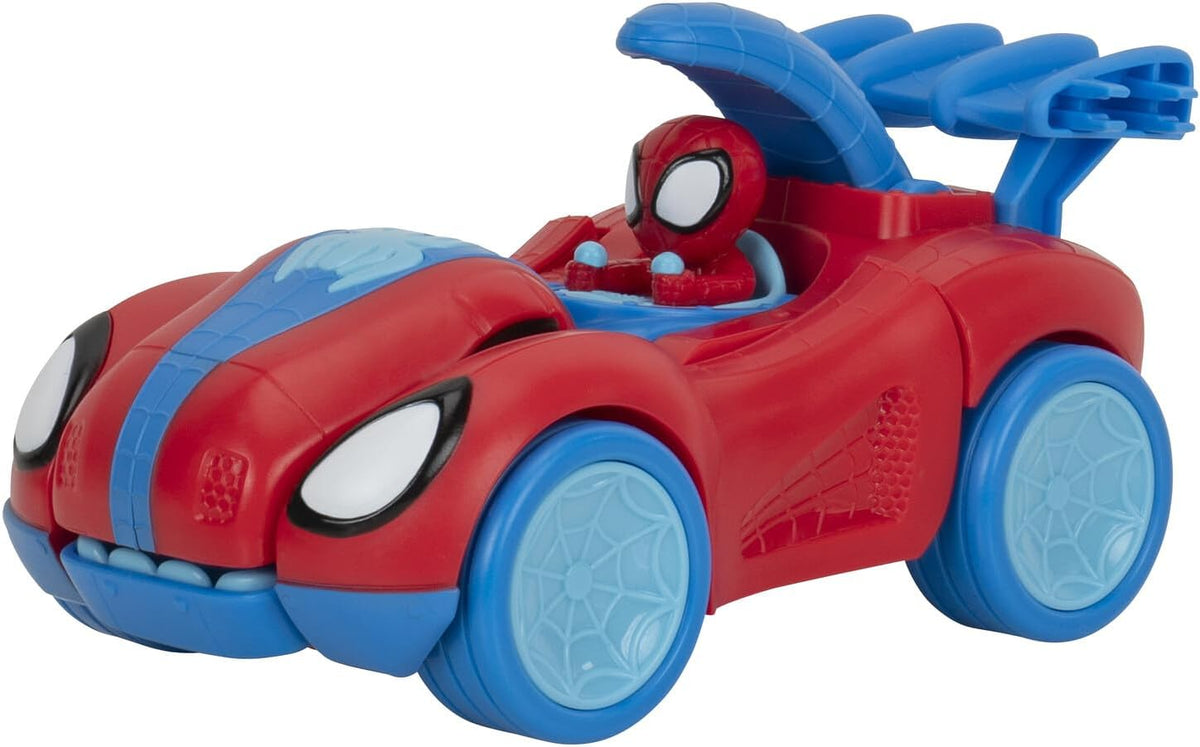 Marvel Spidey and His Amazing Friends Spidey-Rex Racer - Vehículo de 8 Pulgadas con Sonidos Que se transforma de vehículo en Dinosaurio