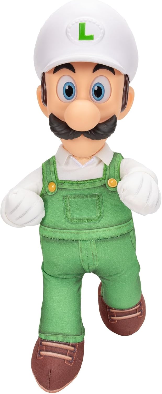 Jakks Pacific Super Mario Galaxy Movie Peluche Fire Luigi Articulable 15 Pulgadas con Ojos Acrílicos, Edición Coleccionable, +3 Años