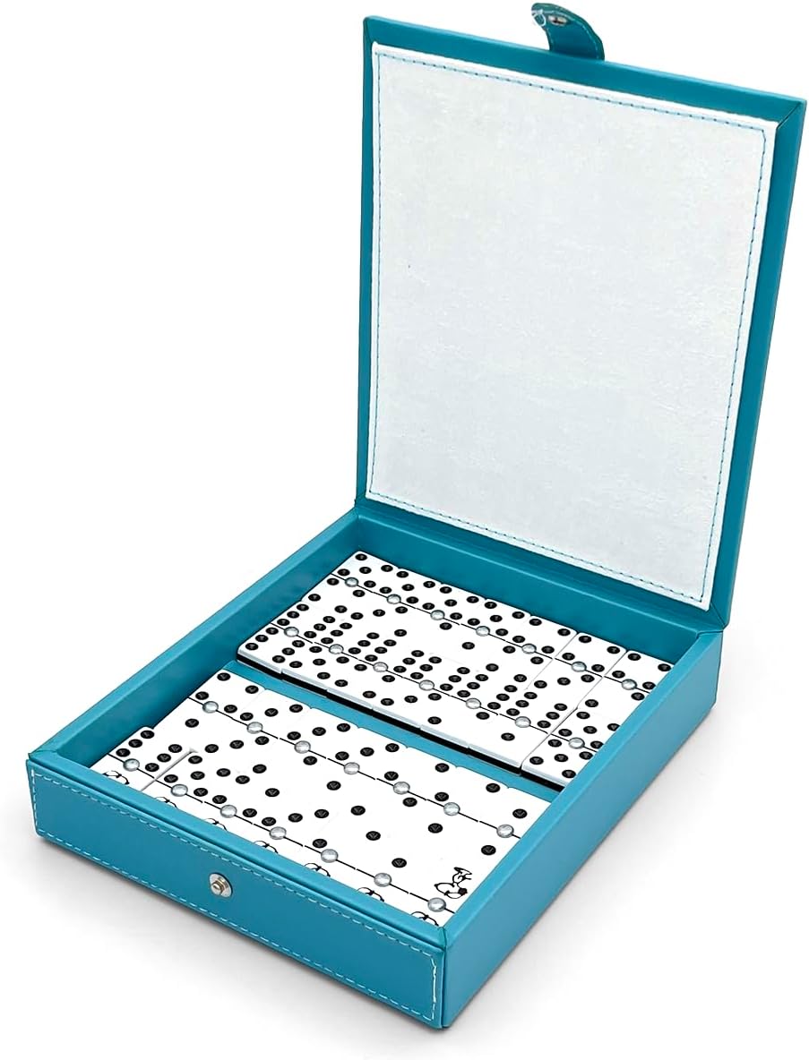 Ult Domino Juego de Mesa Premium Beagle Blanco Estuche Tipo Libro de Elegante diseño Juego de Mesa Juego Clasico Acabados de Lujo