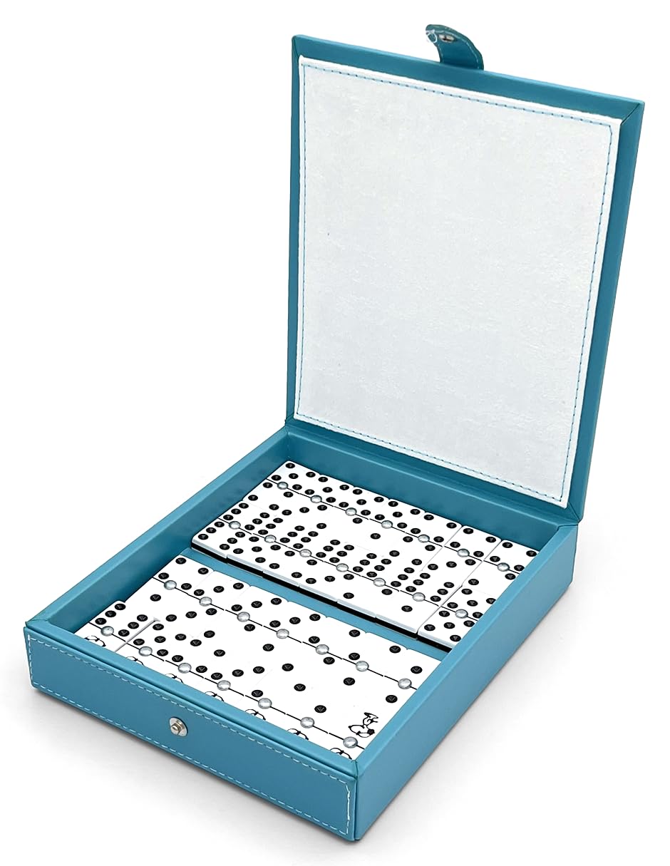 Ult Domino Juego de Mesa Premium Beagle Blanco Estuche Tipo Libro de Elegante diseño Juego de Mesa Juego Clasico Acabados de 