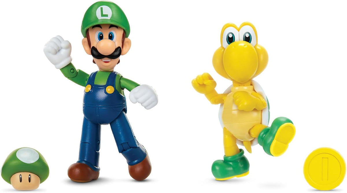Mlec tech Super Mario Nintendo - Figura de 4 Pulgadas, Paquete de 2: Luigi & Koopa Troopa
