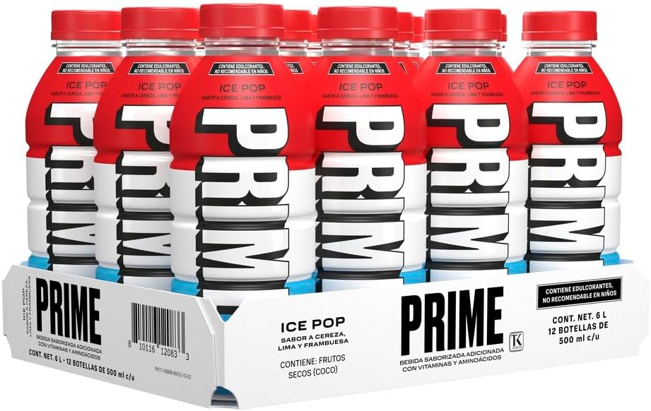 Prime Sabor Icepop, Bebida Hidratante 500ML, Caja con 12 Piezas de 12X500ML
