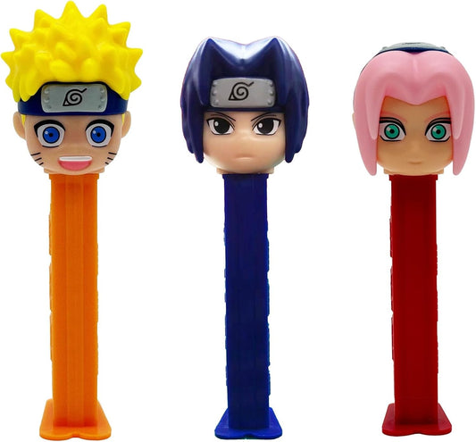 PEZ Set De Regalo Con Dispensador De Dulces De Naruto: Dispensadores De Dulces De Naruto, Sasuke Y Sakura. Dispensadores De Manga Con Recargas De Dulces. Regalos De Fiesta De Anime Y Bolsas Sorpresa.