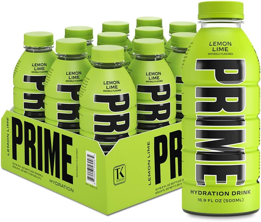 PRIME HYDRATION Prime Hidratación con mezcla BCAA para recuperación muscular Lima Limón (12 bebidas, 16 onzas líquidas. cada uno)