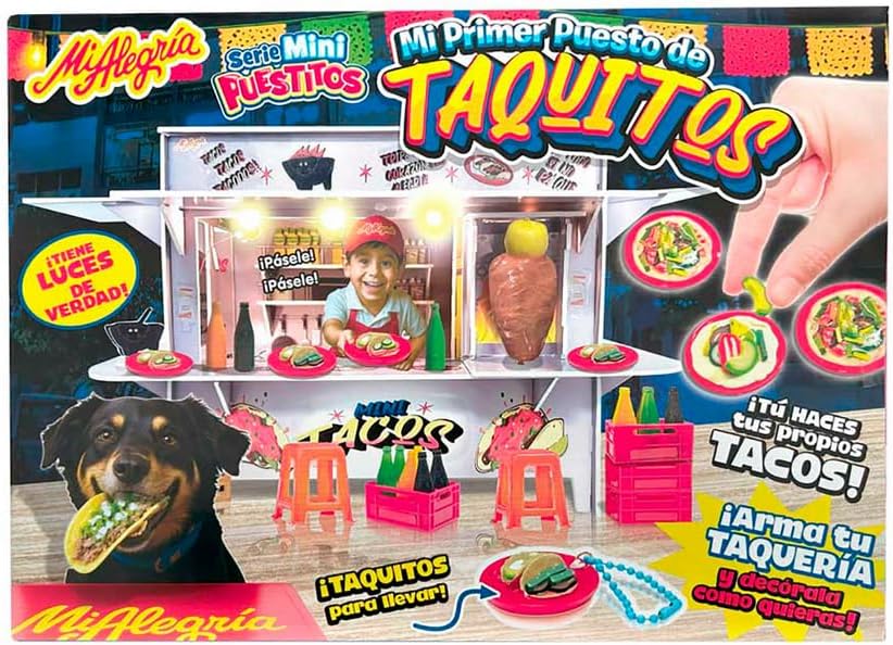 Genérico Mi Primer Puesto de Taquitos, Playset con Luces, Accesorios de Taquería, Juego de rol, Tacos de Pastor