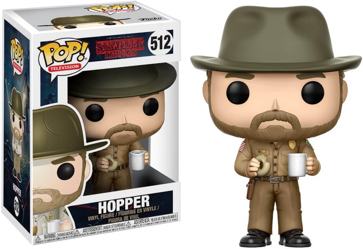 Funko Stranger Things – Chief Hopper con Donut Pop! Figura de vinilo (incluye funda protectora compatible con caja pop)