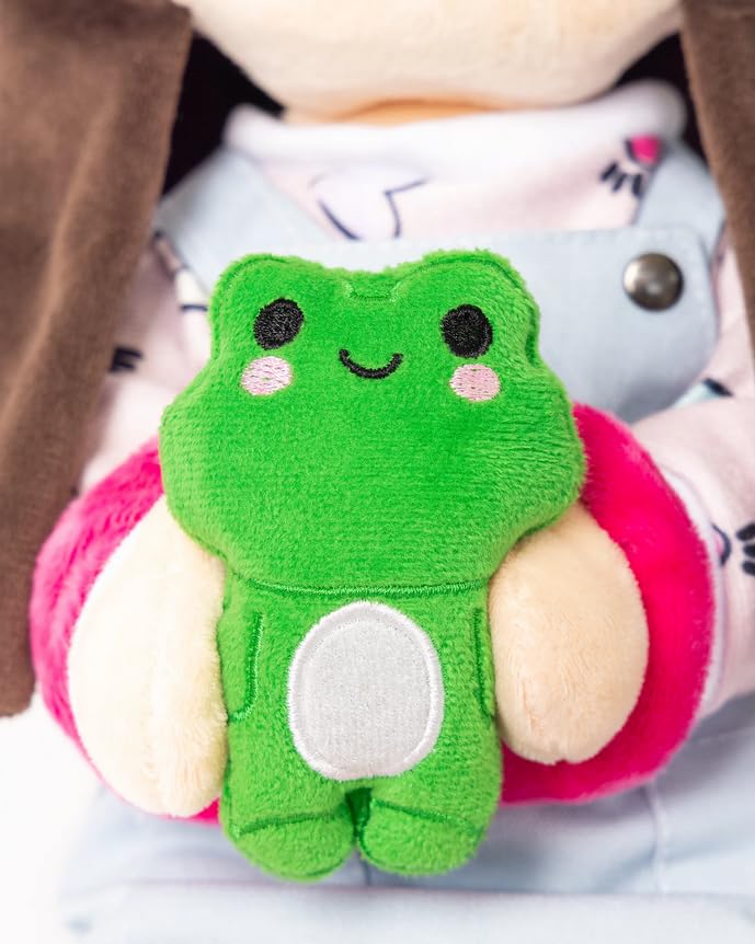 Ult Premium Peluche Lara con Rana Rhenne Scrunchie de Lara Lara Muñeca Acompañante de Aventuras Materiales Suaves Campos Verd