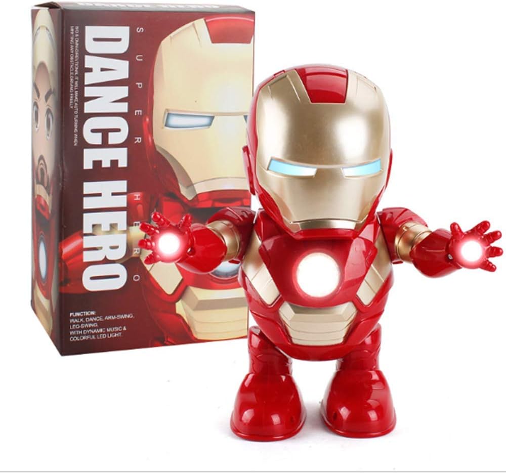 ZSKJ Dancing Iron Man Dance Hero Toys Robot de Baile con música Ligera Bailando para Boy Girls Kids Niños Regalo (Iron Man)