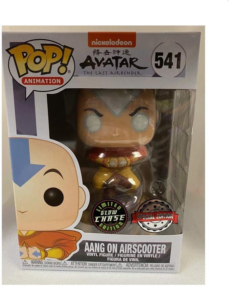 Funko Pop! Avatar El Último Maestro Del Aire Aang en Patineta Aérea con Brillo en la Oscuridad GITD Edición Especial Chase Figura Adhesiva