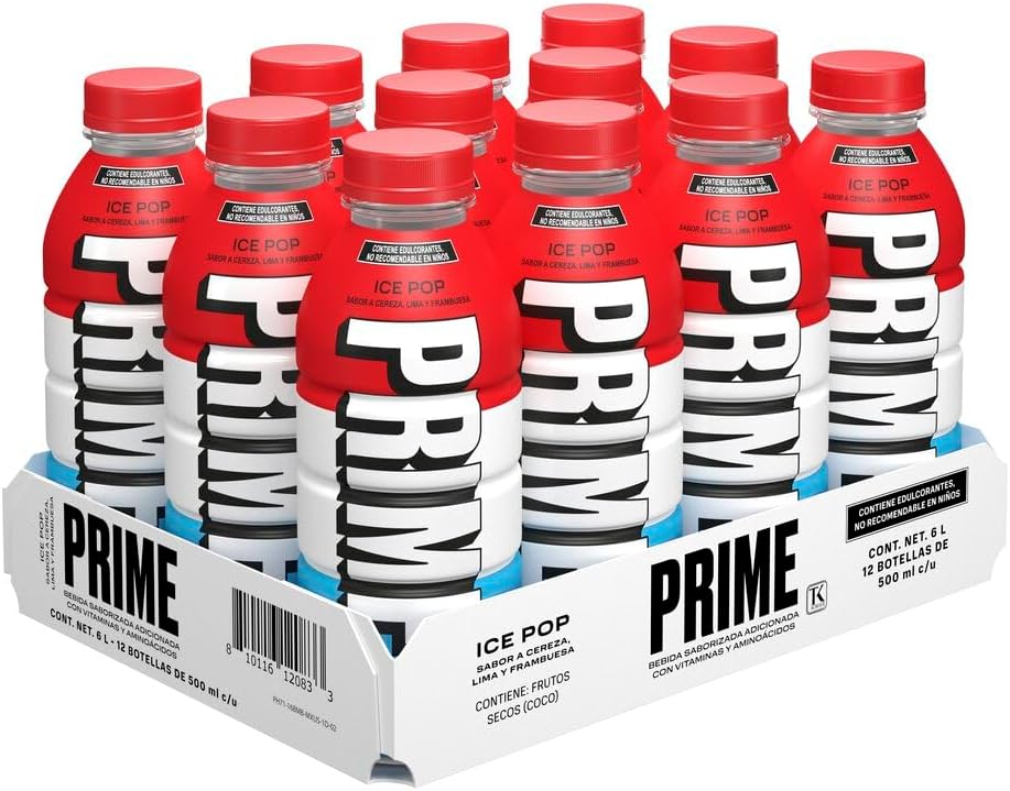 Prime Sabor Icepop, Bebida Hidratante 500ML, Caja con 12 Piezas de 12X500ML