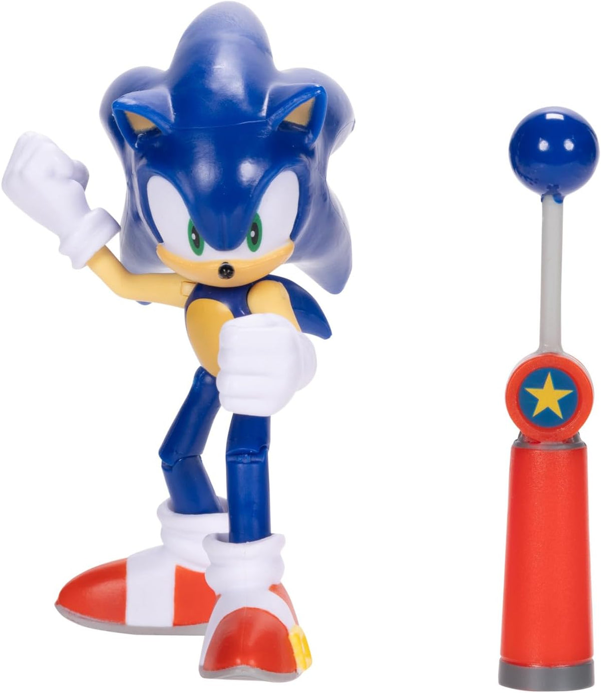 Sonic The Hedgehog JAKKS Pacific - Sega Figura Modern Sonic de 4″ con Blue Checkpoint – Articulada, Oficial y Coleccionable para Fans Desde 3+ Años