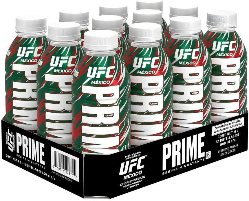 PRIME, PRIME UFC, BEBIDA HIDRATANTE 500ML, CAJA CON 12 PIEZAS DE 500ML, 12X500ML