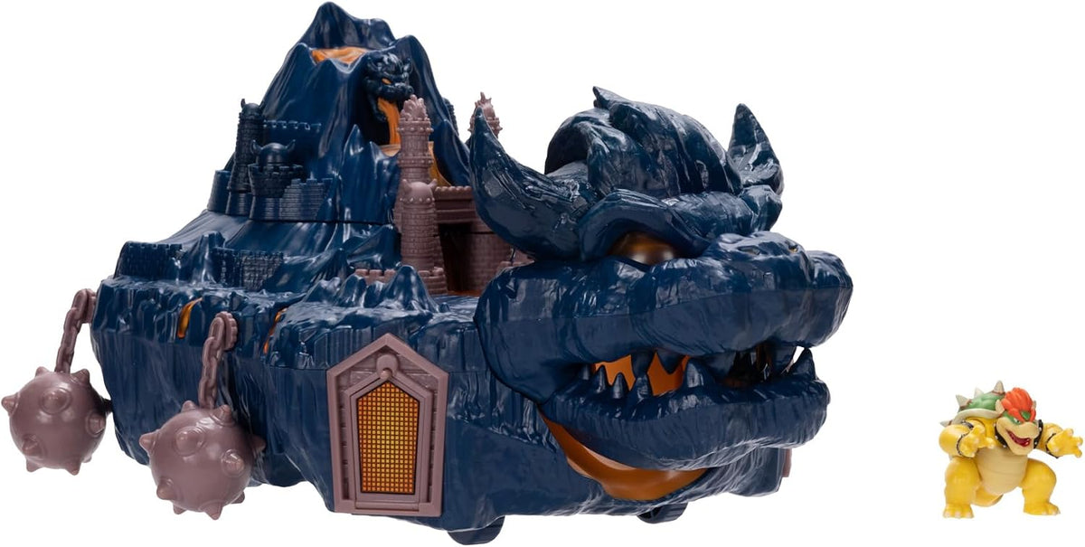 Jakks Pacific – Super Mario Bros La Película – Mini Set de Juego – Castillo de Bowser en la Isla – Incluye a Bowser de 1.25 Pulgadas - Piezas Interactivas - Licencia Oficial