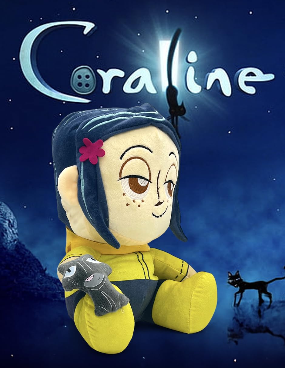 Ult Peluche Premium Coraline con el Gato 42cm Super Size 15th Anniversary Pelicula 2009 Coraline y la Puerta Secreta - imagen